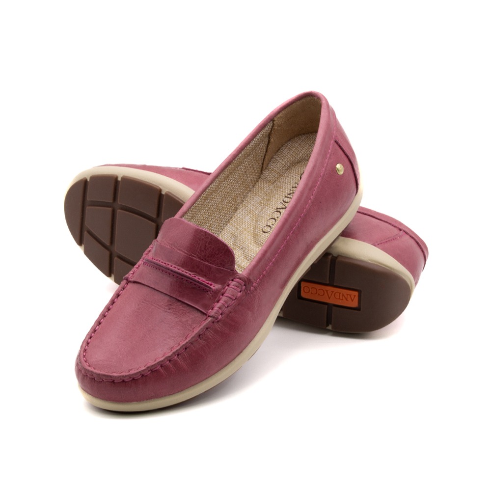 Mocassim Feminino Julia em Couro Crush Rosa - 47017CR