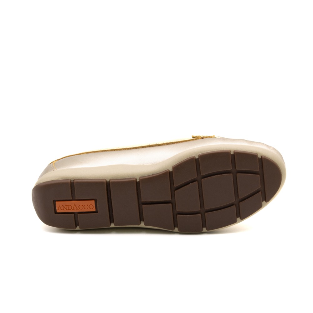 Mocassim Feminino Julia em Couro Metalic Ouro - 47011MO