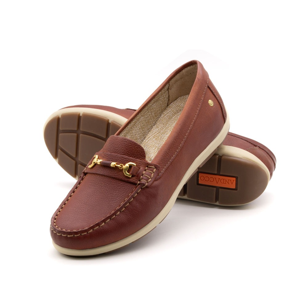 Mocassim Feminino Julia em Couro Senna Rust - 47005SR