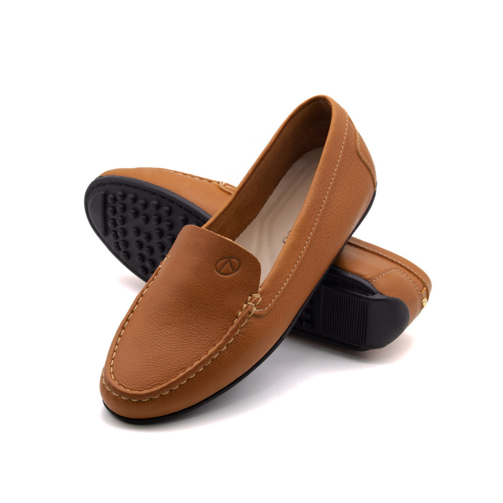 Mocassim Feminino Liv em Couro Alfa Tan - 36009AT Mocassim Feminino Liv em Couro Alfa Tan - 36009AT