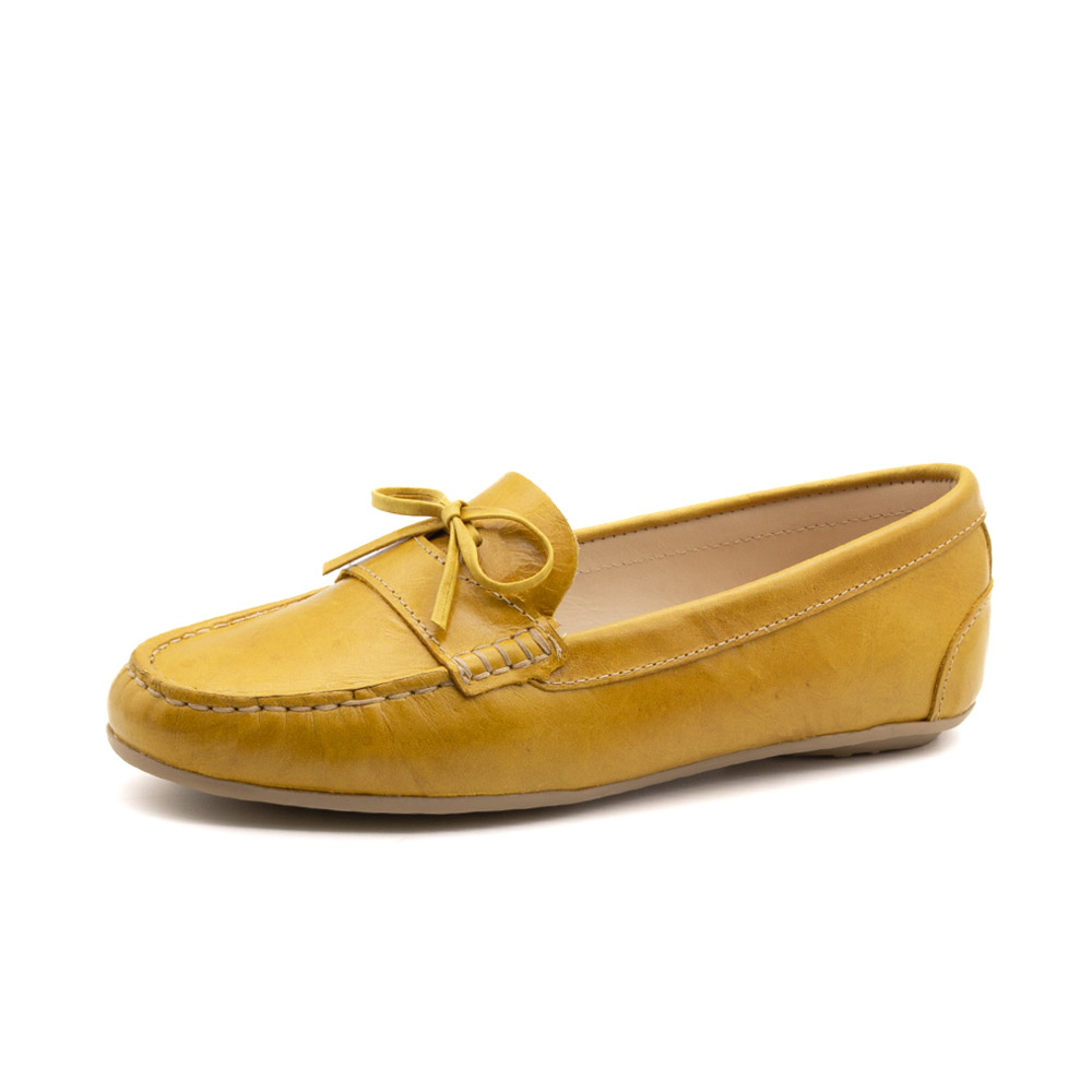 Mocassim Feminino Liv em Couro Aquarela Amarelo - 3664AA