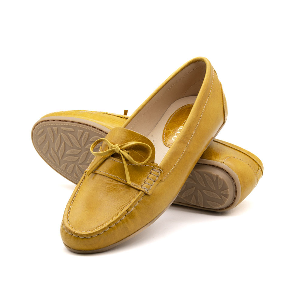Mocassim Feminino Liv em Couro Aquarela Amarelo - 3664AA