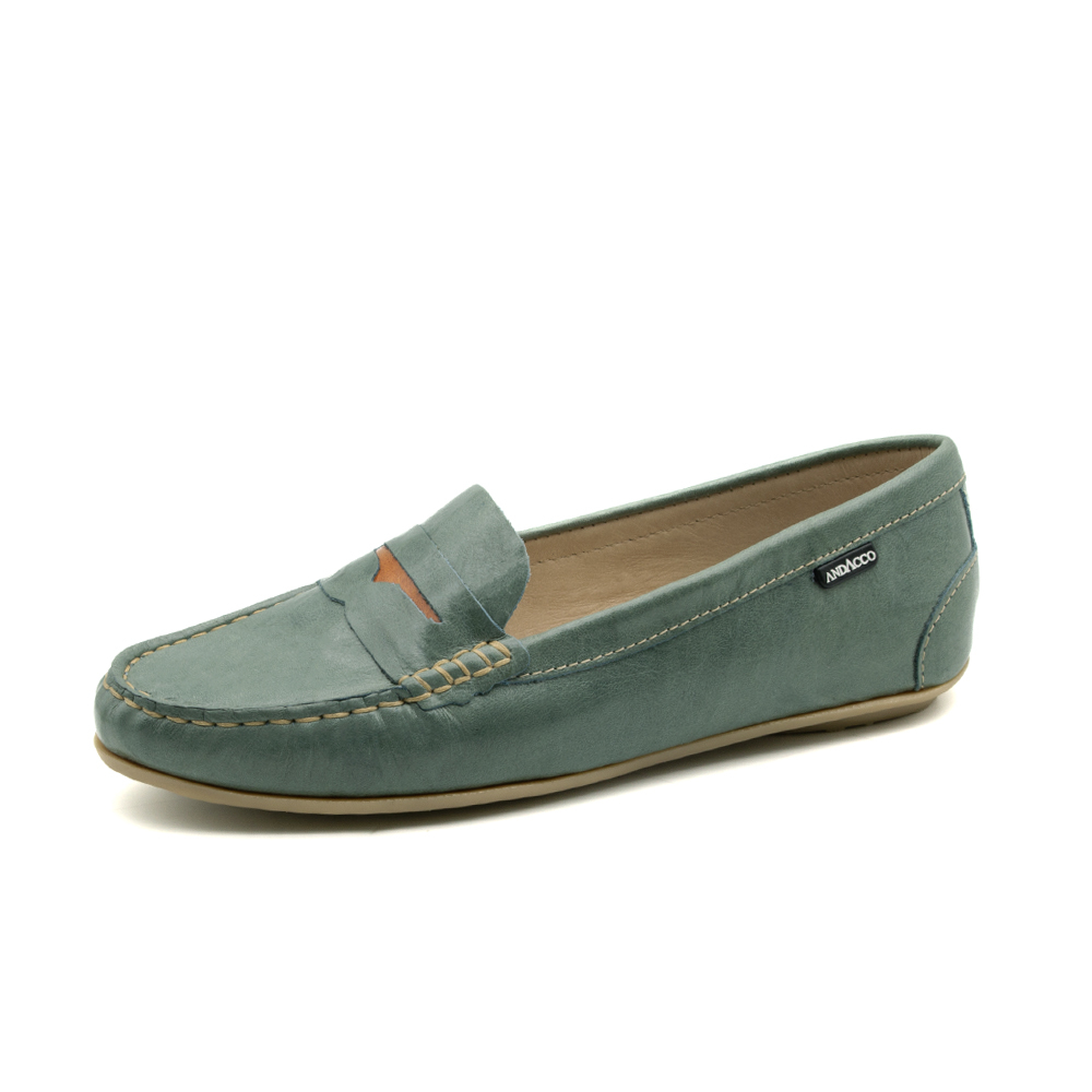 Mocassim Feminino Liv em Couro Aquarela Azul - 3663AA
