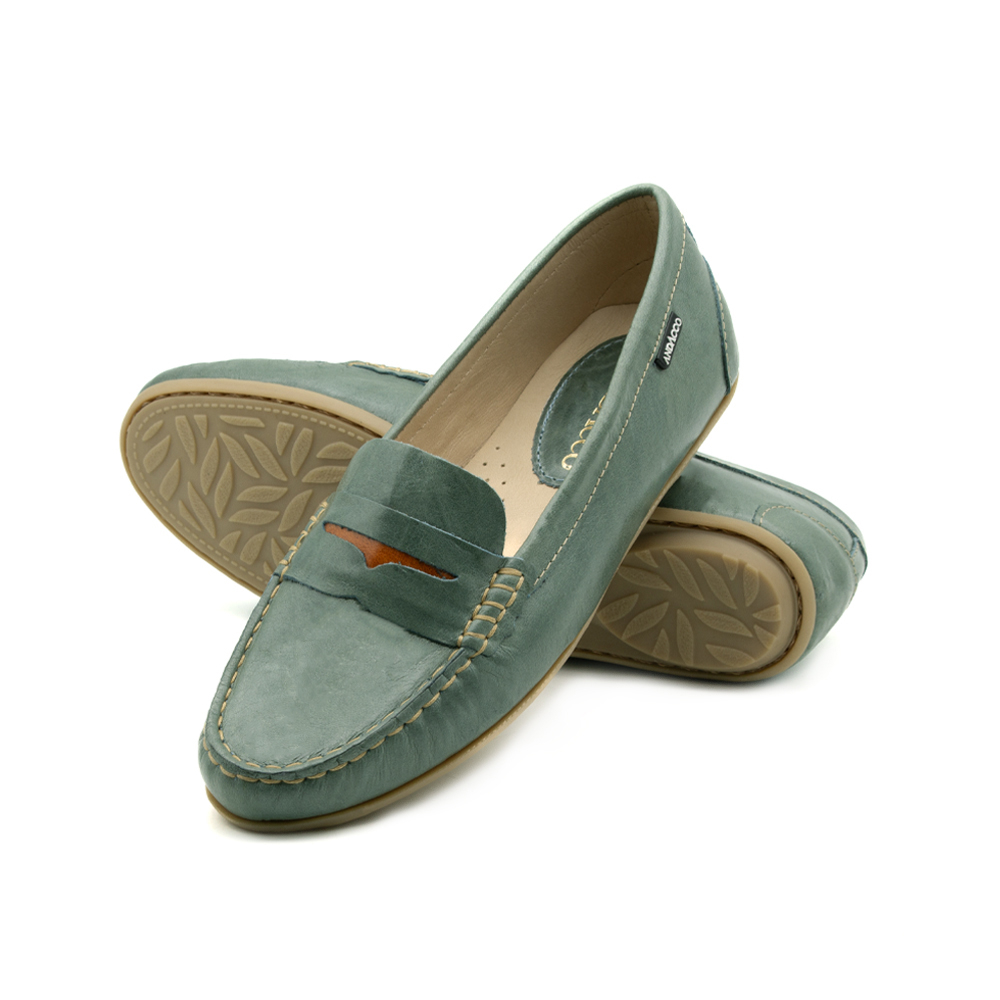 Mocassim Feminino Liv em Couro Aquarela Azul - 3663AA