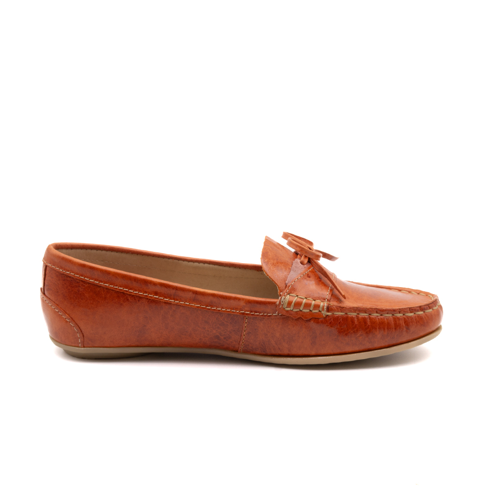 Mocassim Feminino Liv em Couro Aquarela Laranja - 3664AL