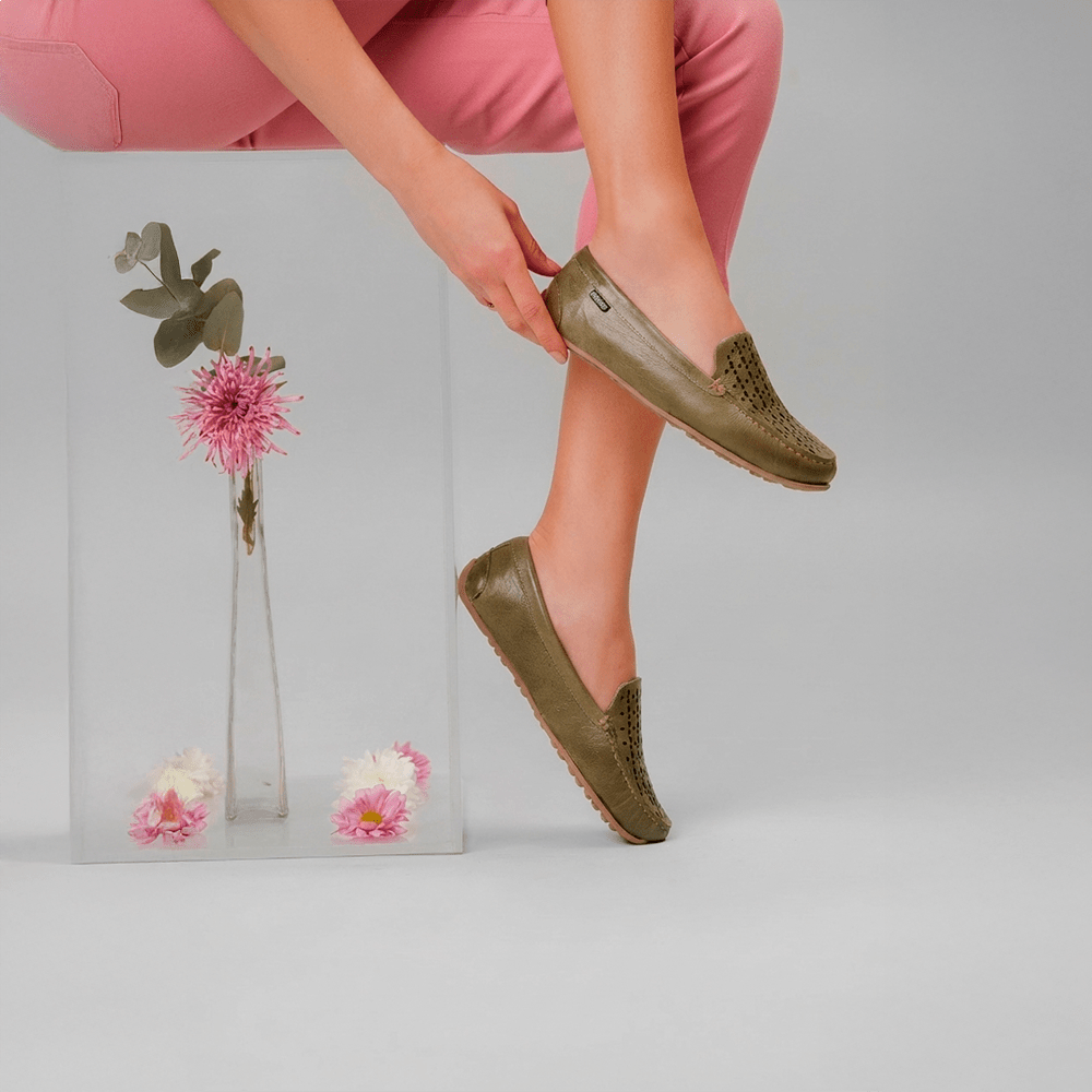 Mocassim Feminino Liv em Couro Aquarela Mist - 3666AM