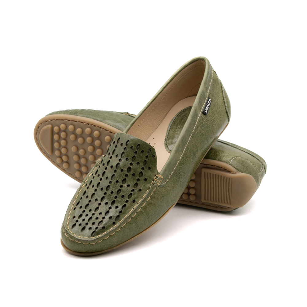 Mocassim Feminino Liv em Couro Aquarela Mist - 3666AM