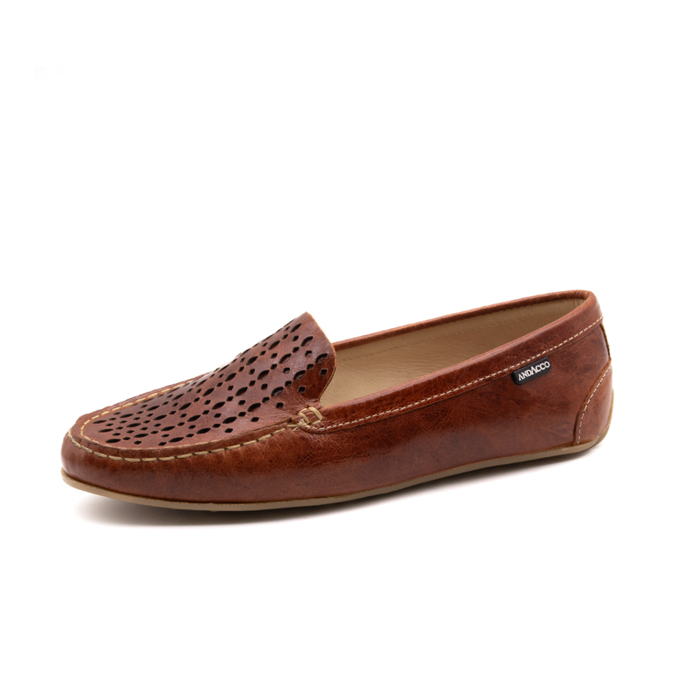 Mocassim Feminino Liv em Couro Aquarela Rust - 3666AR