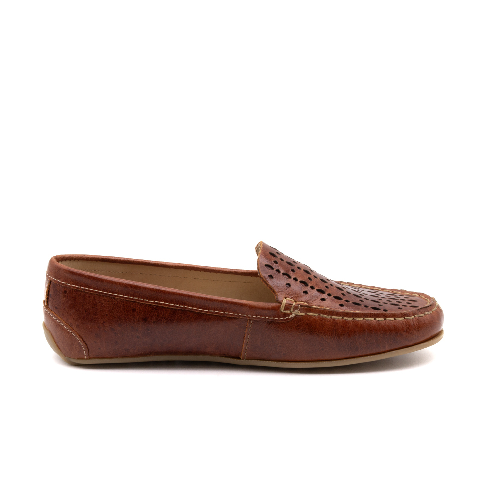Mocassim Feminino Liv em Couro Aquarela Rust - 3666AR