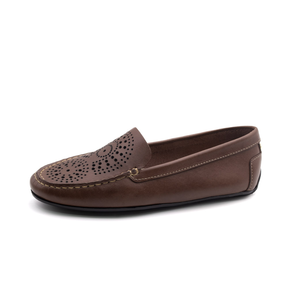 Mocassim Feminino Liv em Couro Bison Chocolate - 3665BC Mocassim Feminino Liv em Couro Bison Chocolate - 3665BC