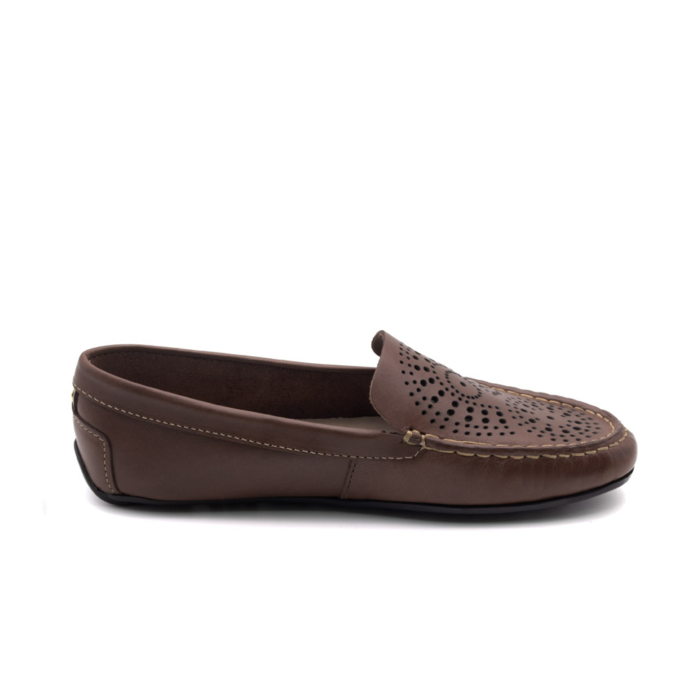 Mocassim Feminino Liv em Couro Bison Chocolate - 3665BC Mocassim Feminino Liv em Couro Bison Chocolate - 3665BC
