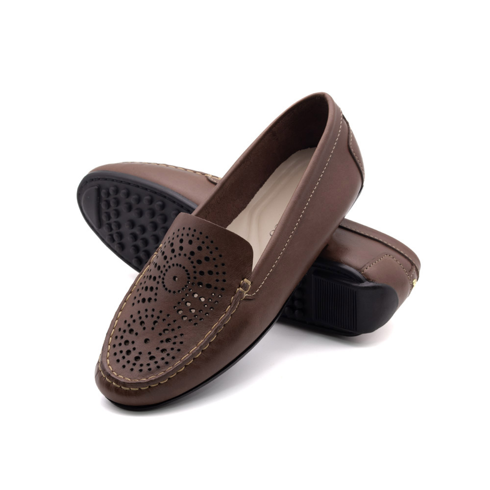 Mocassim Feminino Liv em Couro Bison Chocolate - 3665BC Mocassim Feminino Liv em Couro Bison Chocolate - 3665BC