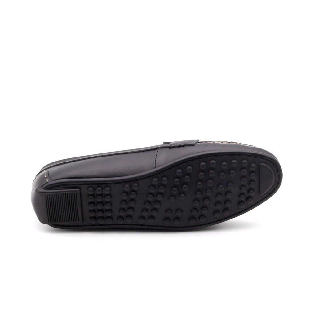 Mocassim Feminino Liv em Couro Bison Preto - 36013BP