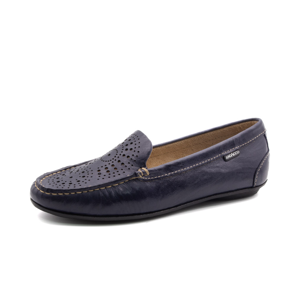 Mocassim Feminino Liv em Couro Crush Dark Blue - 3665CD