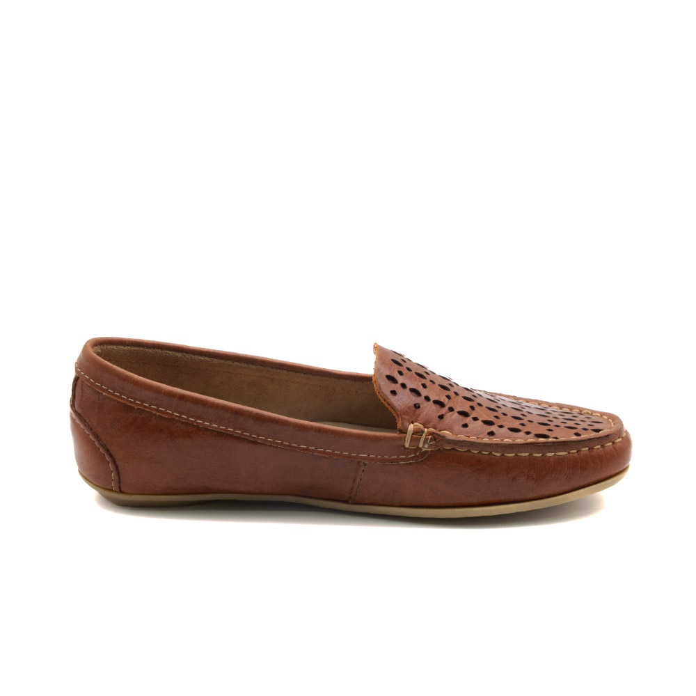 Mocassim Feminino Liv em Couro Crush Rust - 3666CR