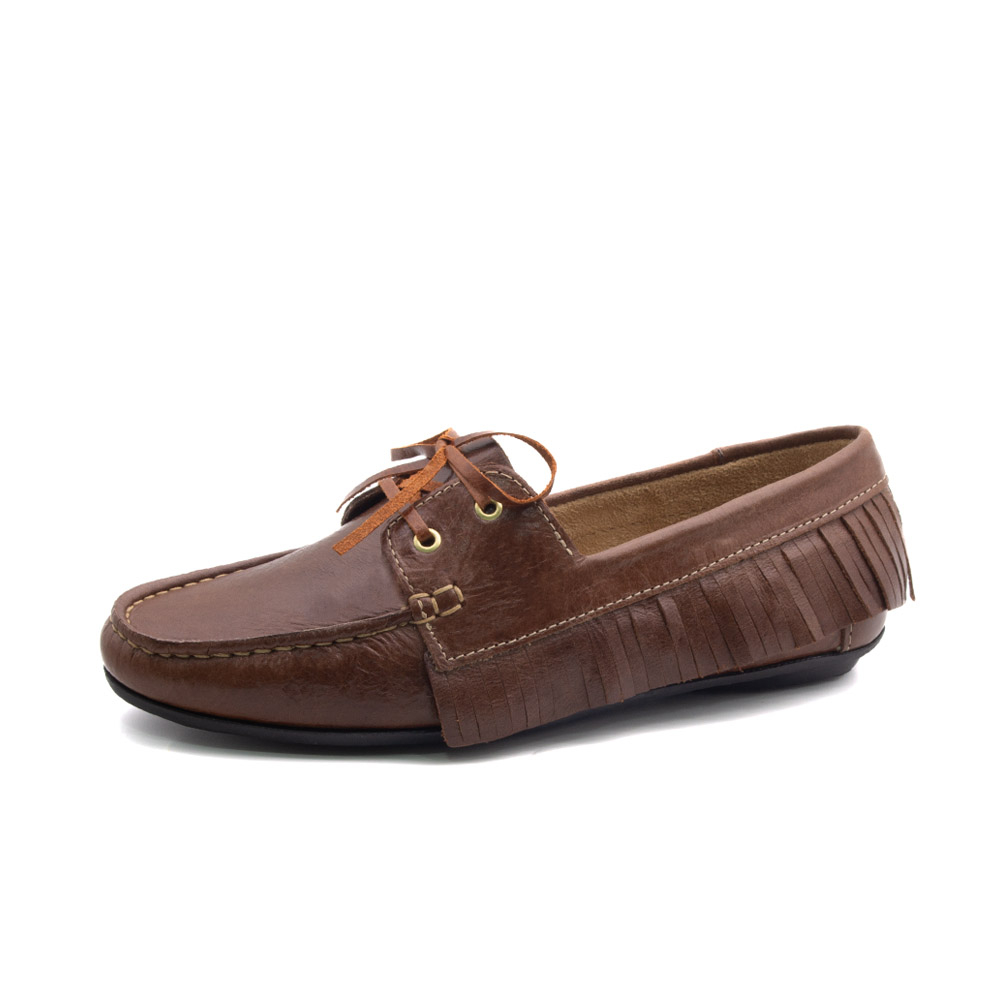 Mocassim Feminino Liv em Couro Crush Sépia - 3695CS