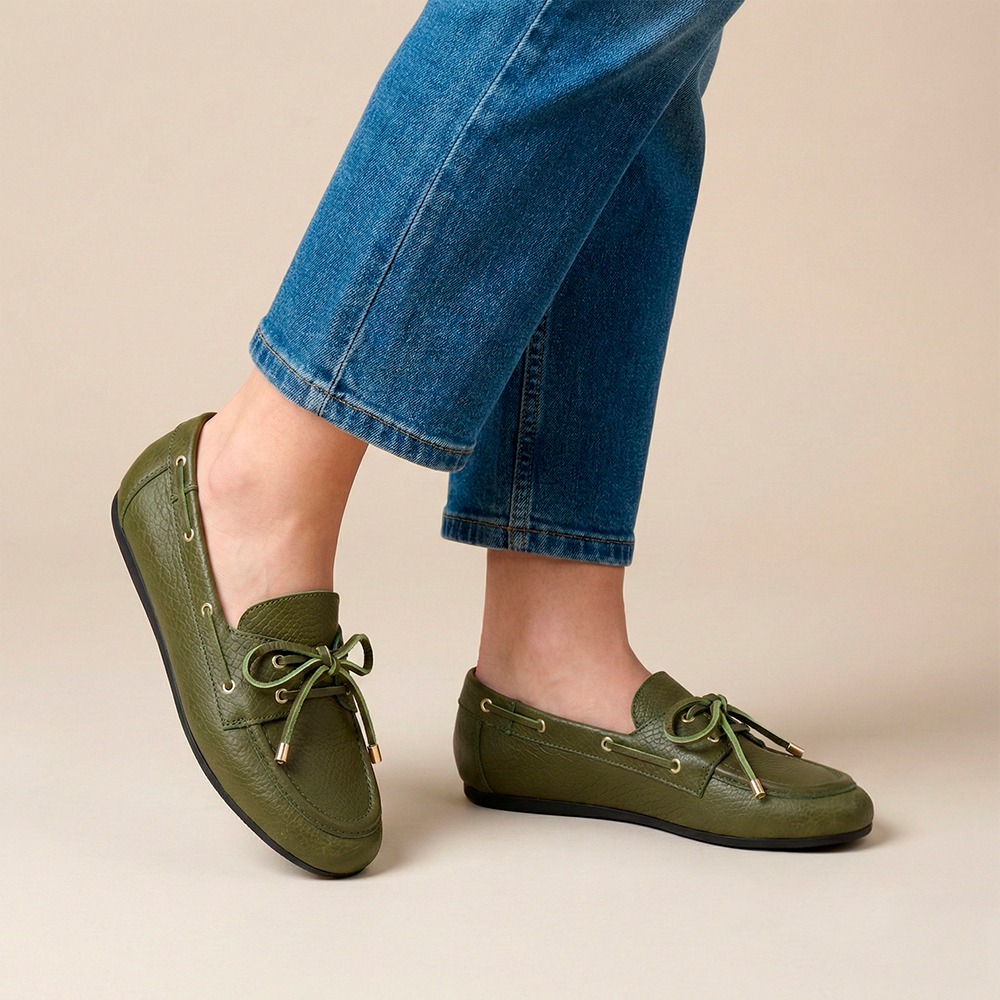 Mocassim Feminino Sider em Couro Alfa Grass - 13433AG