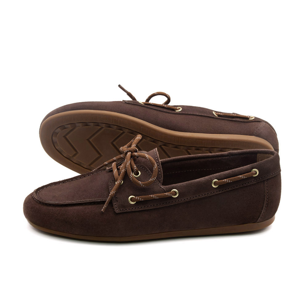 Mocassim Feminino Sider em Couro Camurça Chocolate - 13434CC