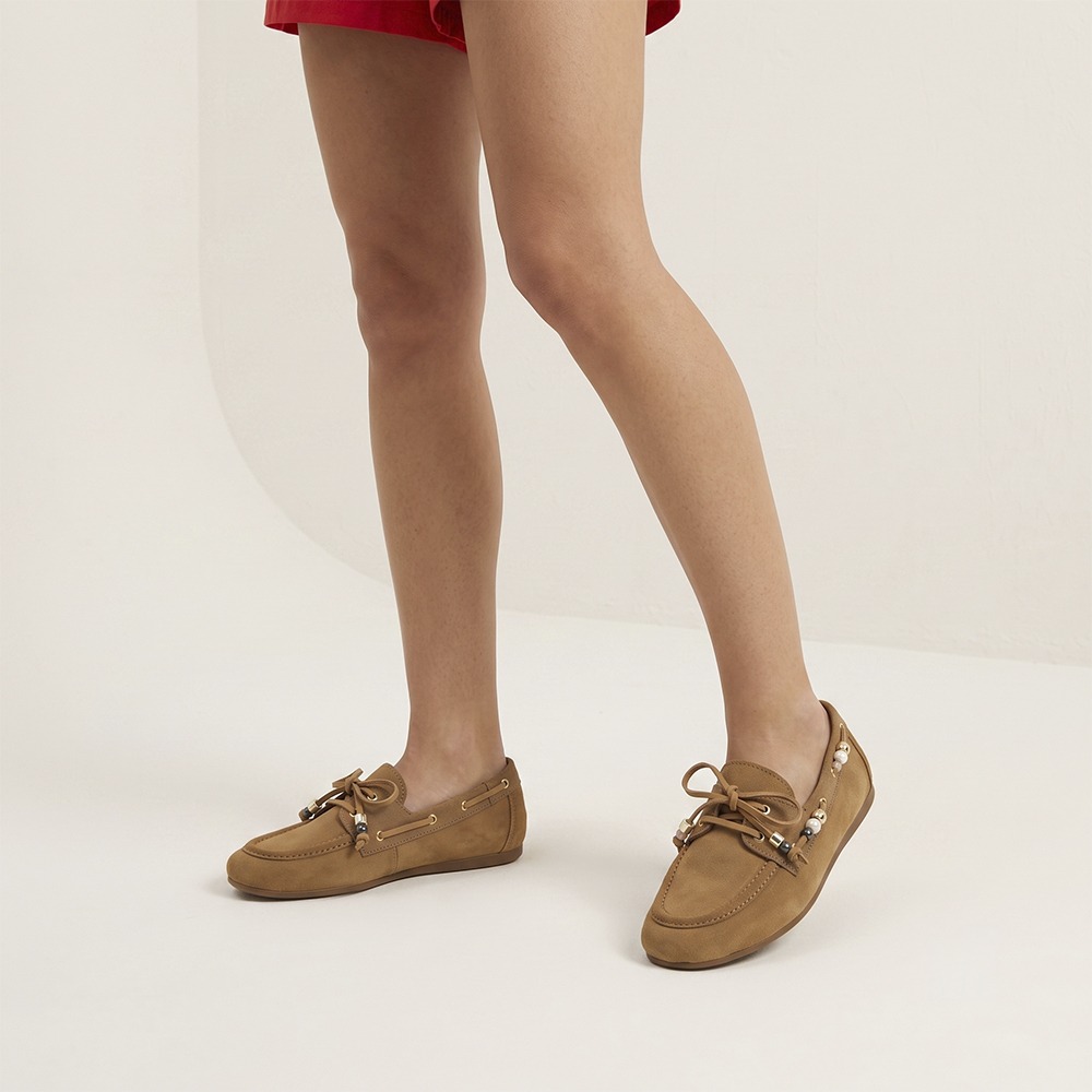 Mocassim Feminino Sider em Couro Camurça Desert - 13438CD