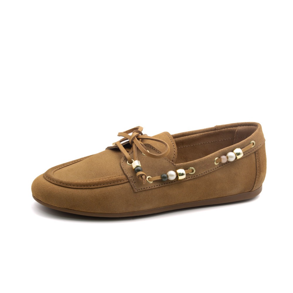 Mocassim Feminino Sider em Couro Camurça Desert - 13438CD