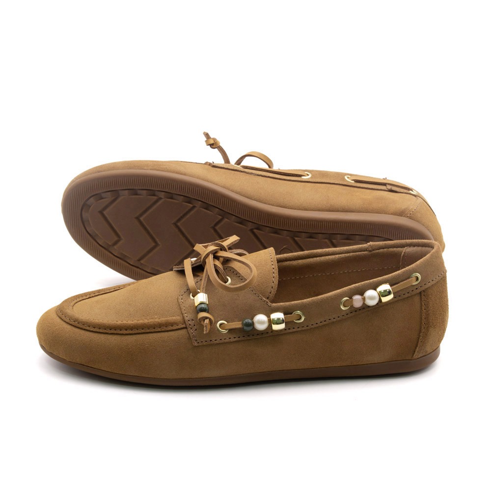 Mocassim Feminino Sider em Couro Camurça Desert - 13438CD