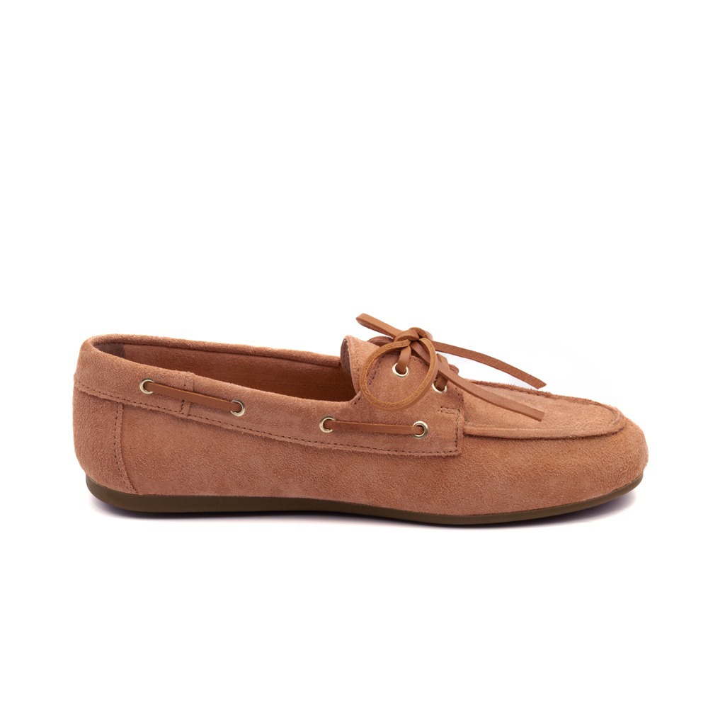 Mocassim Feminino Sider em Couro Camurça Laranja - 13434CL