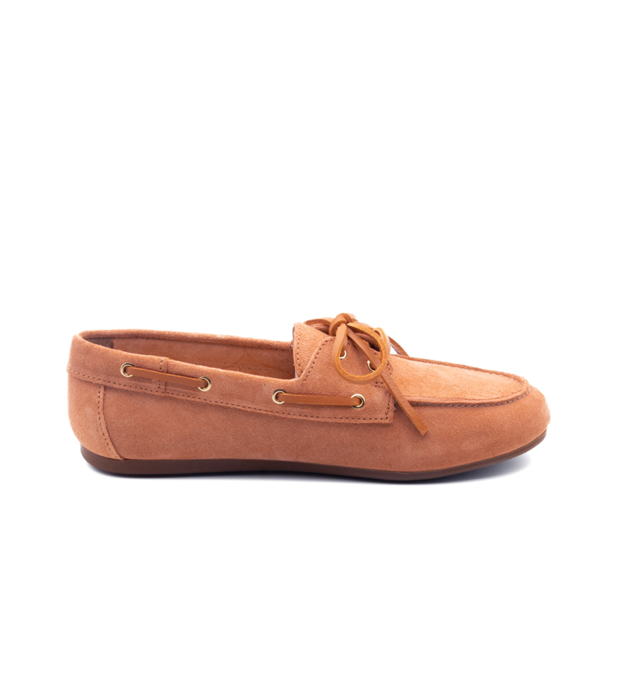Mocassim Feminino Sider em Couro Camurça Laranja - 13434CL