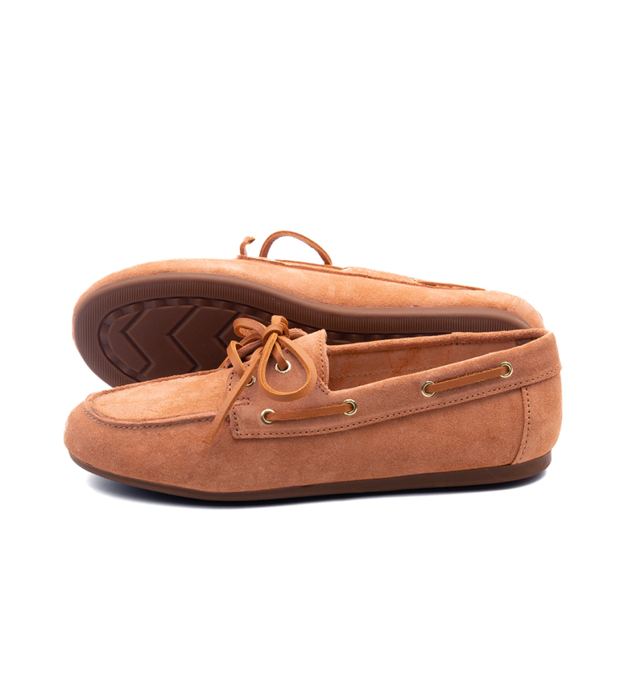 Mocassim Feminino Sider em Couro Camurça Laranja - 13434CL