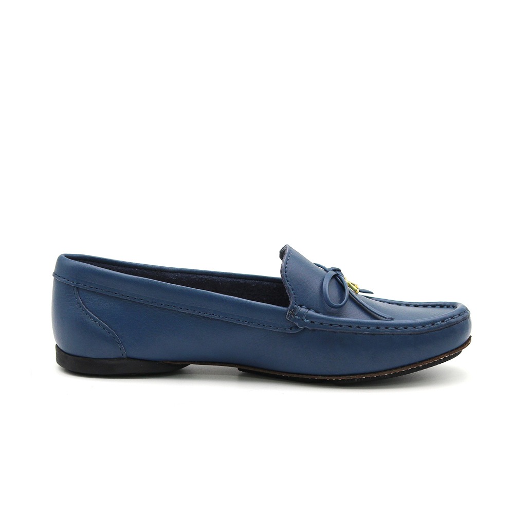 Mocassim Feminino Soleil em Couro Alfa Azul - 45002AA