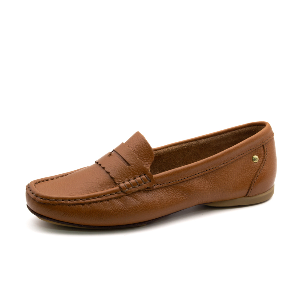 Mocassim Feminino Soleil em Couro Alfa Camel - 45028AC