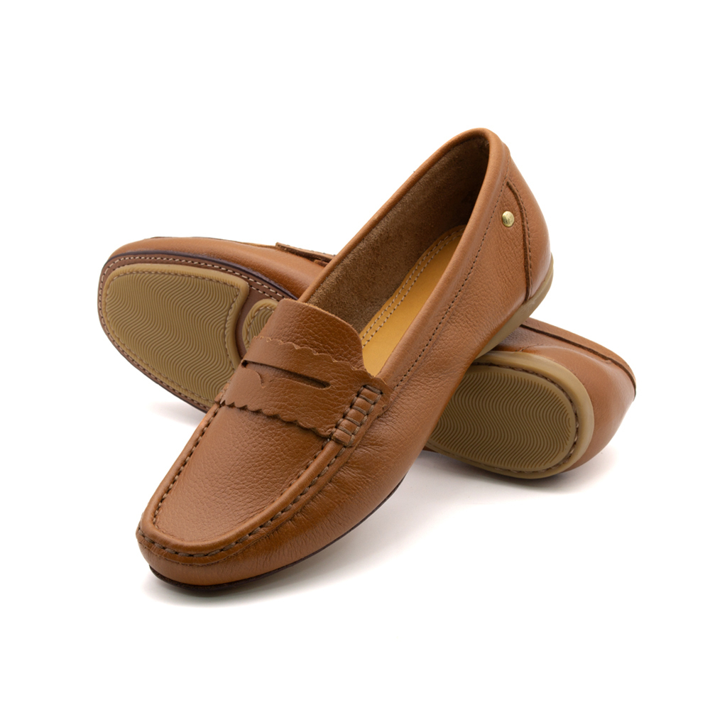 Mocassim Feminino Soleil em Couro Alfa Camel - 45028AC