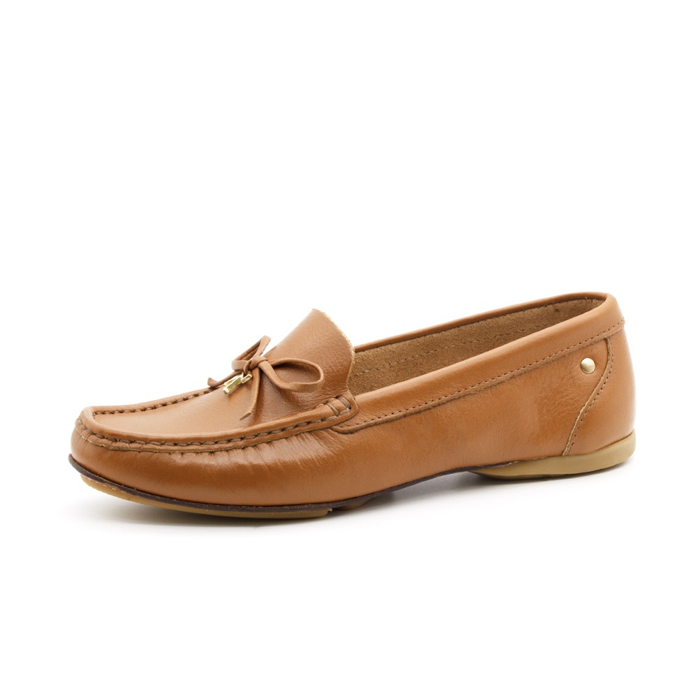 Mocassim Feminino Soleil em Couro Alfa Caramelo - 45002AC