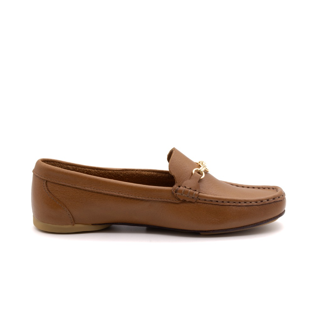 Mocassim Feminino Soleil em Couro Alfa Caramelo - 45018AC