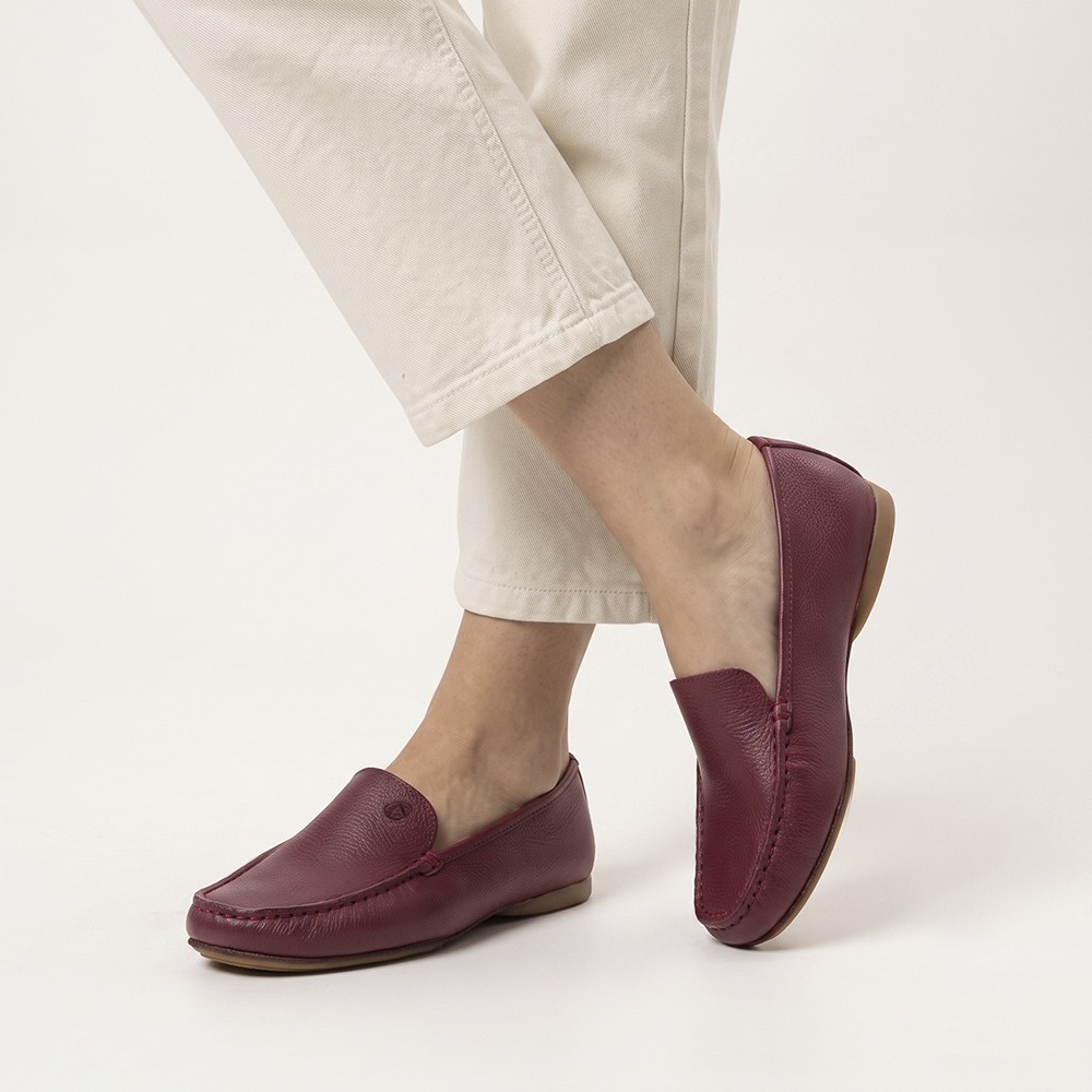 Mocassim Feminino Soleil em Couro Alfa Cereja - 45036AC