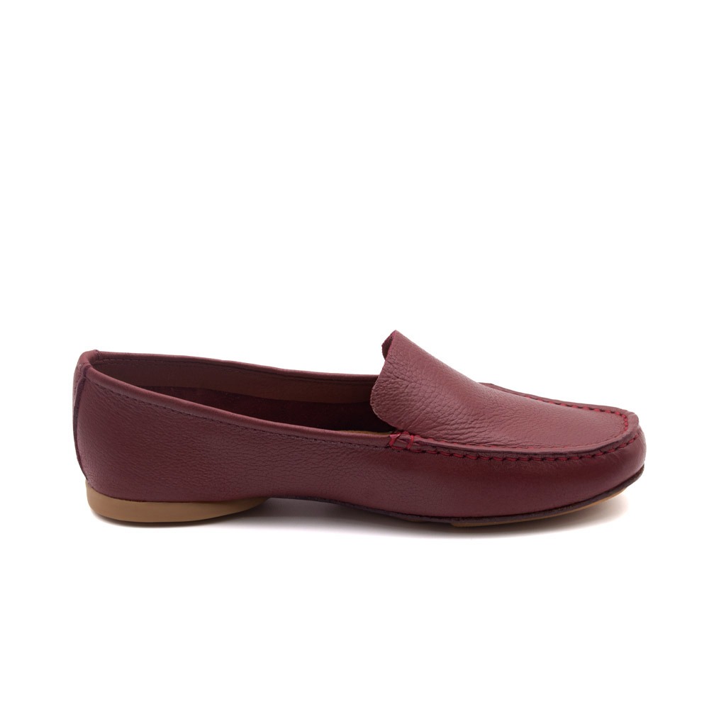 Mocassim Feminino Soleil em Couro Alfa Cereja - 45036AC