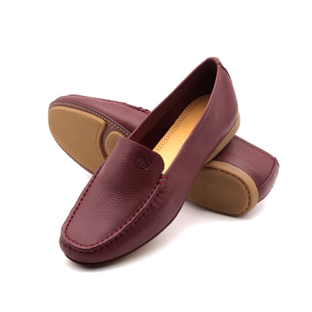 Mocassim Feminino Soleil em Couro Alfa Cereja - 45036AC
