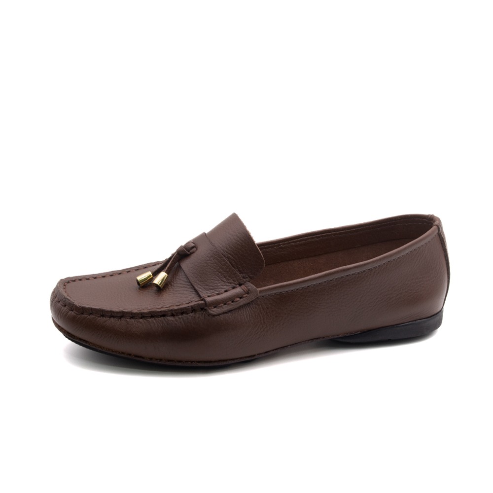 Mocassim Feminino Soleil em Couro Alfa Chocolate - 45034AC Mocassim Feminino Soleil em Couro Alfa Chocolate - 45034AC