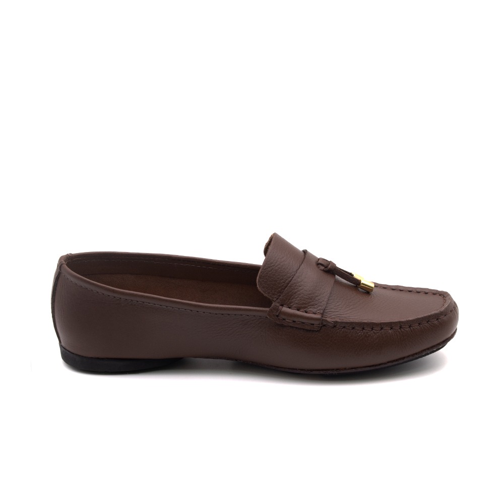 Mocassim Feminino Soleil em Couro Alfa Chocolate - 45034AC Mocassim Feminino Soleil em Couro Alfa Chocolate - 45034AC