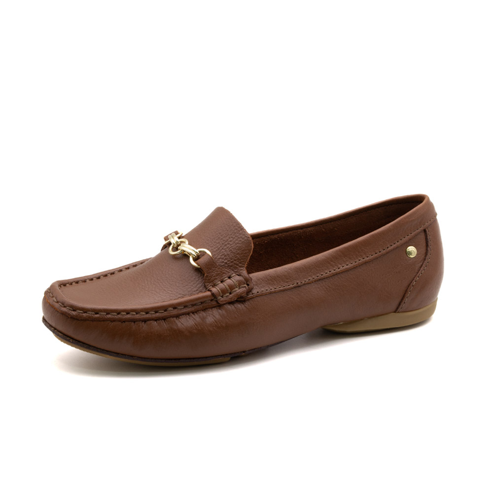 Mocassim Feminino Soleil em Couro Alfa Conhaque - 45018ACO