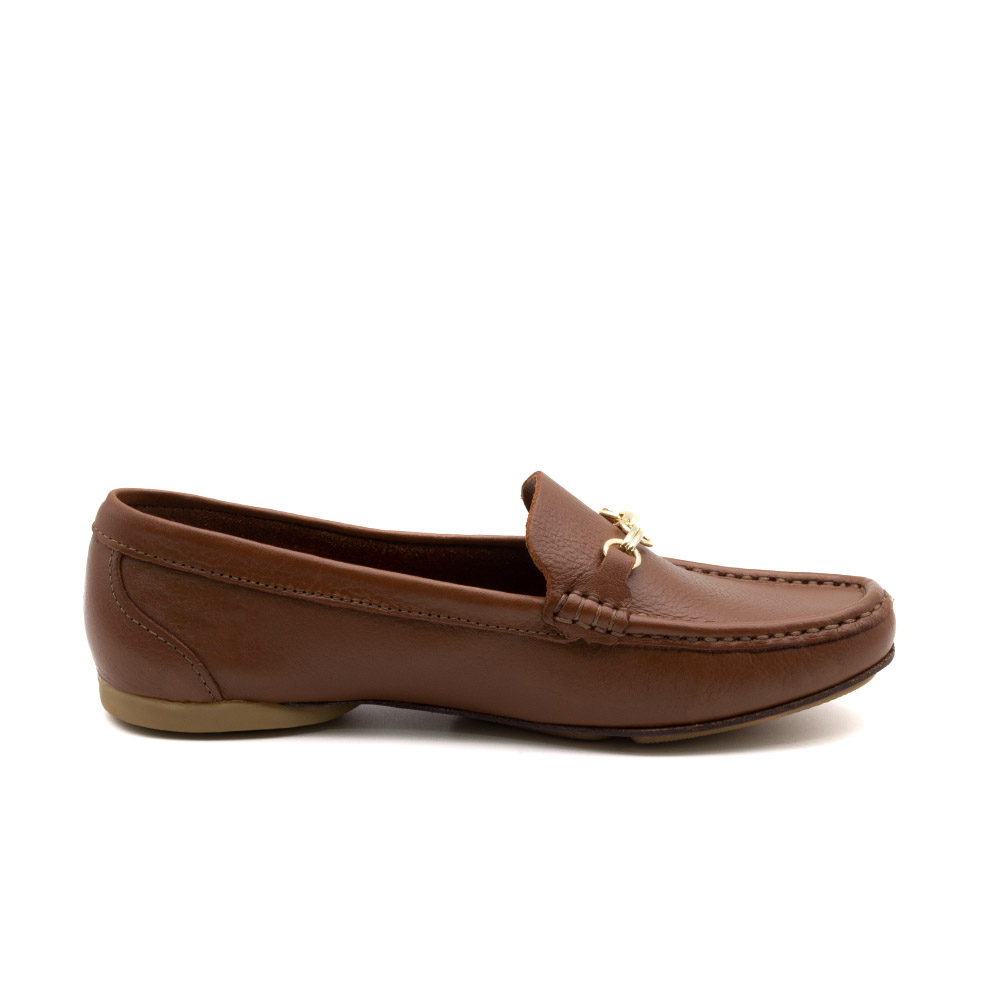 Mocassim Feminino Soleil em Couro Alfa Conhaque - 45018ACO