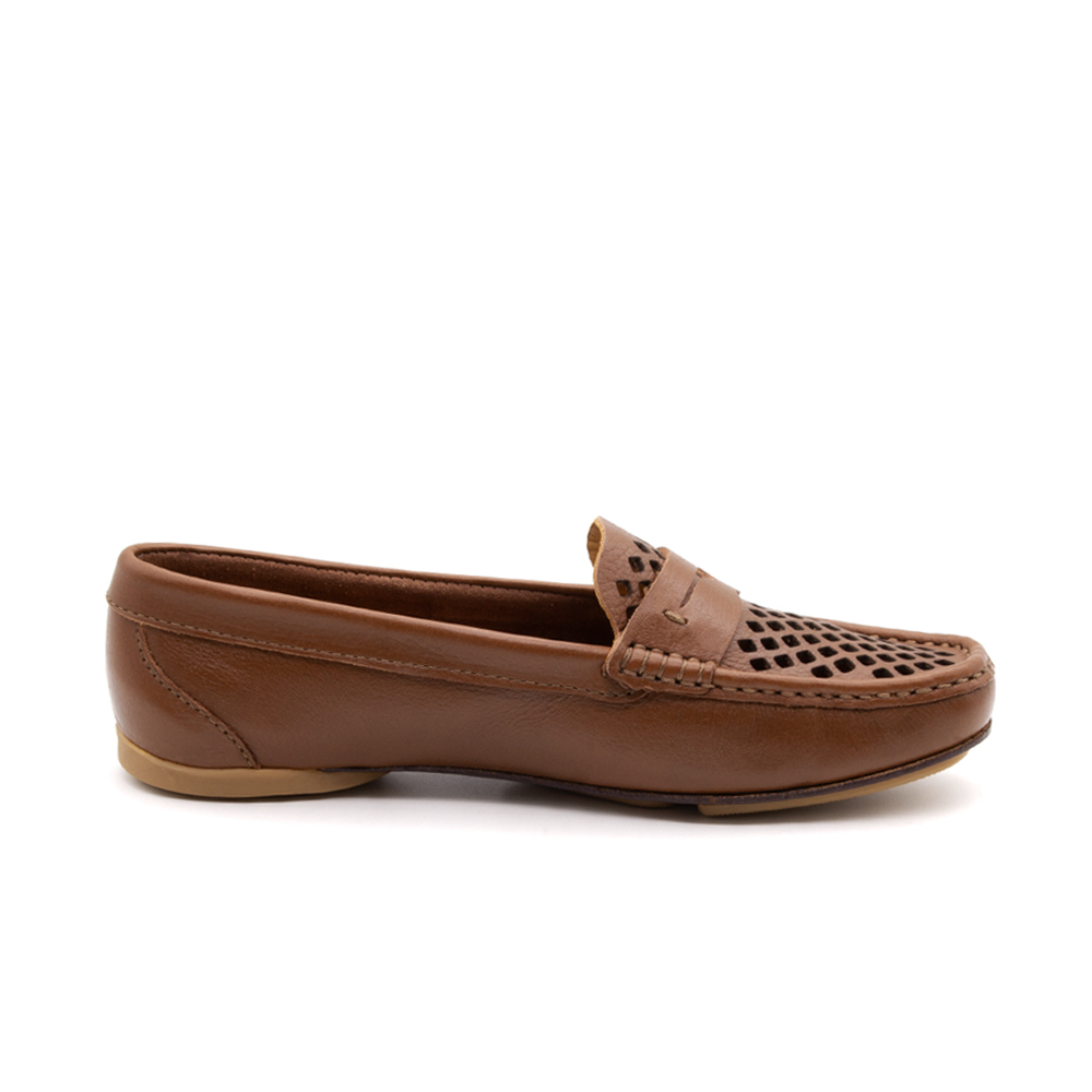 Mocassim Feminino Soleil em Couro Alfa Conhaque - 45020AC