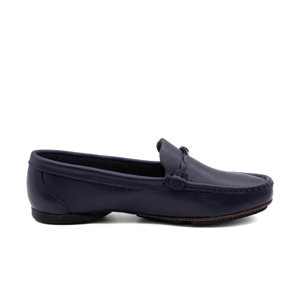 Mocassim Feminino Soleil em Couro Alfa Dark Blue- 45023AD