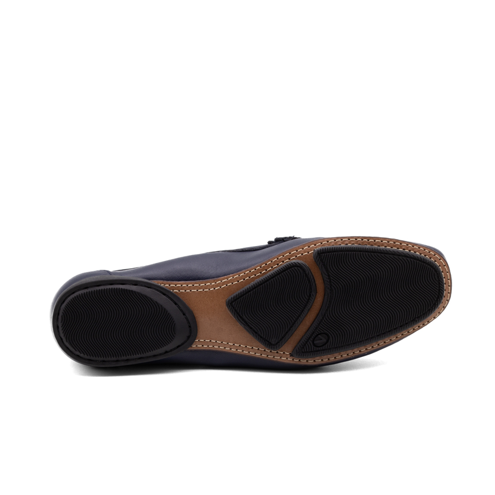 Mocassim Feminino Soleil em Couro Alfa Dark Blue- 45023AD