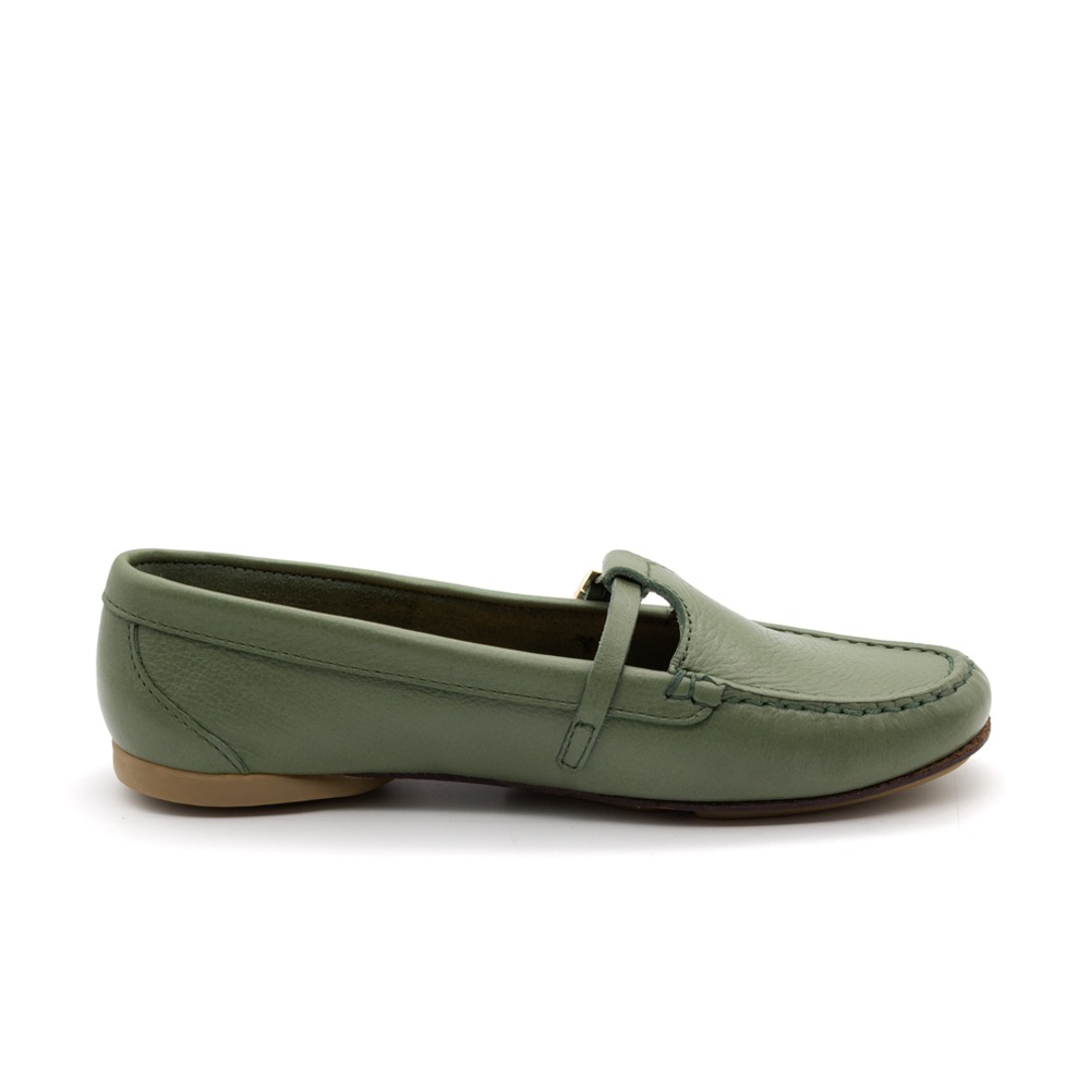 Mocassim Feminino Soleil em Couro Alfa Militar - 45019AM