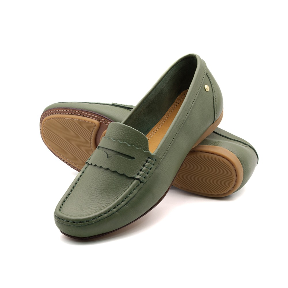 Mocassim Feminino Soleil em Couro Alfa Militar - 45028AM Mocassim Feminino Soleil em Couro Alfa Militar - 45028AM