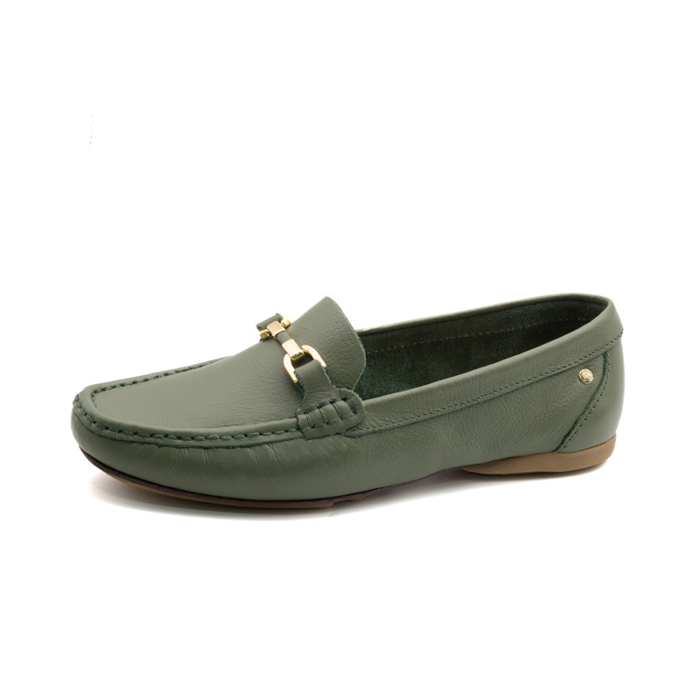 Mocassim Feminino Soleil em Couro Alfa Militar - 45029AM Mocassim Feminino Soleil em Couro Alfa Militar - 45029AM
