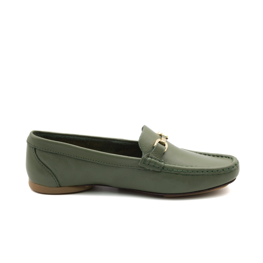 Mocassim Feminino Soleil em Couro Alfa Militar - 45029AM Mocassim Feminino Soleil em Couro Alfa Militar - 45029AM
