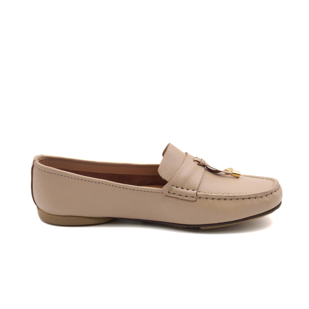 Mocassim Feminino Soleil em Couro Alfa Nude - 45034AN