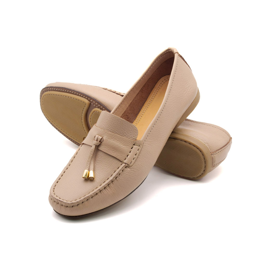 Mocassim Feminino Soleil em Couro Alfa Nude - 45034AN