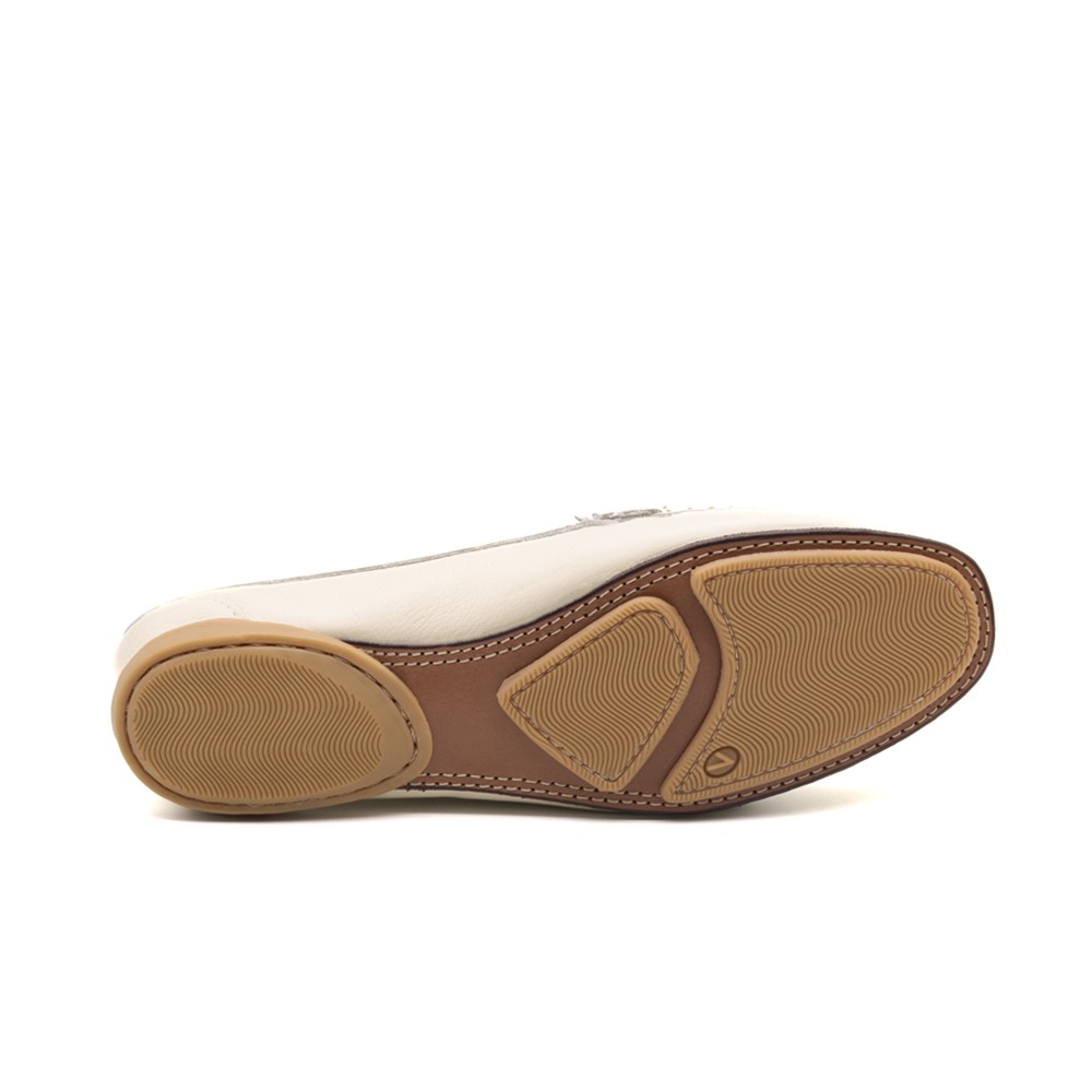 Mocassim Feminino Soleil em Couro Alfa Off White - 45018AO